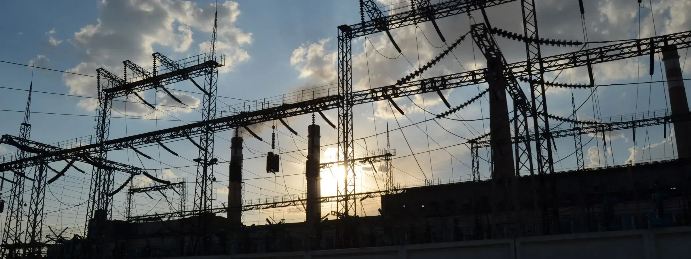 Large-scale energy infrastructure at dusk