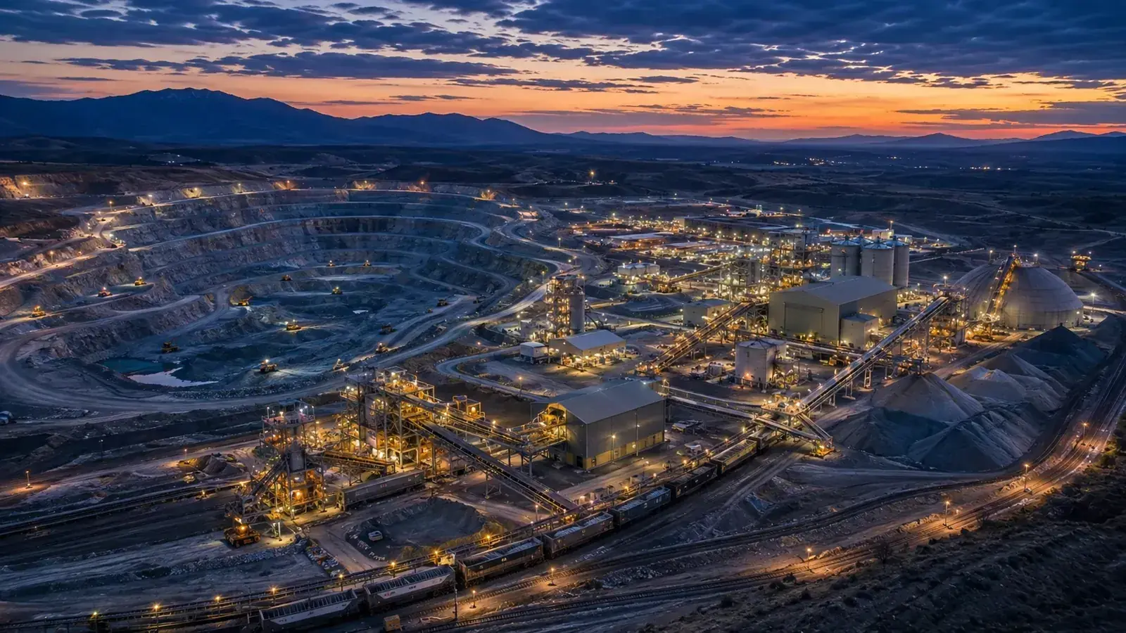 Open-pit critical minerals mine with processing plant